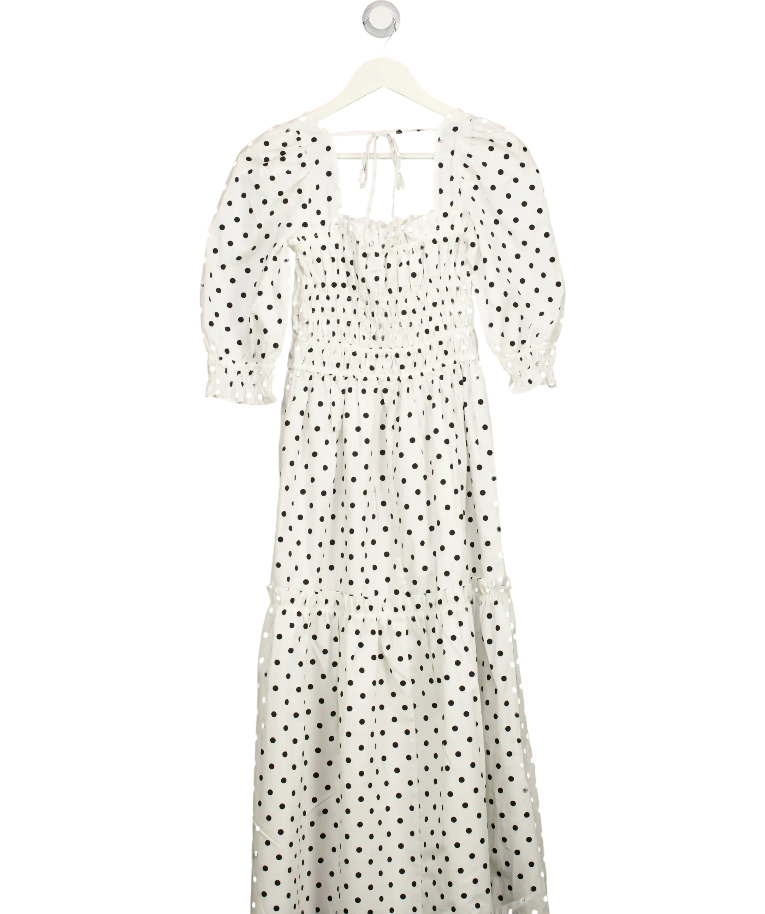 Topshop White / Black Spot Poplin Tiered Midi Dress Monochrome UK 6