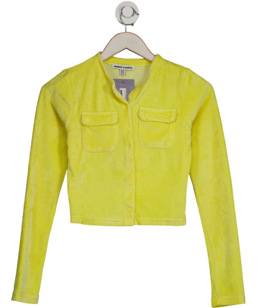 Jaded London Yellow Velour Cardigan Top UK 6