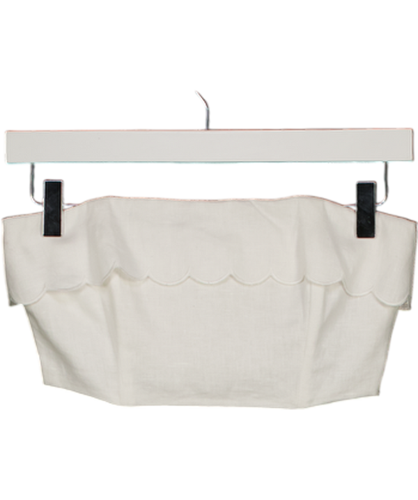 REFORMATION White Lizzi Linen Bandeau Top With Scallop Detail UK 4