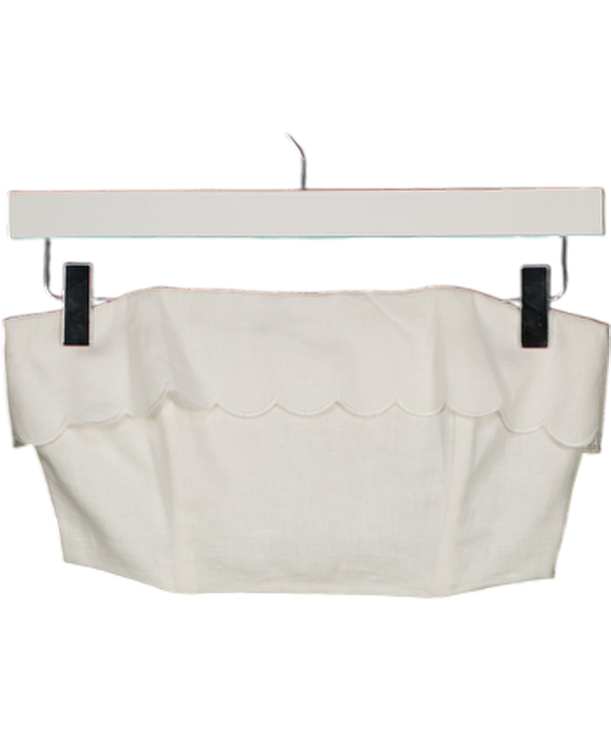 REFORMATION White Lizzi Linen Bandeau Top With Scallop Detail UK 4