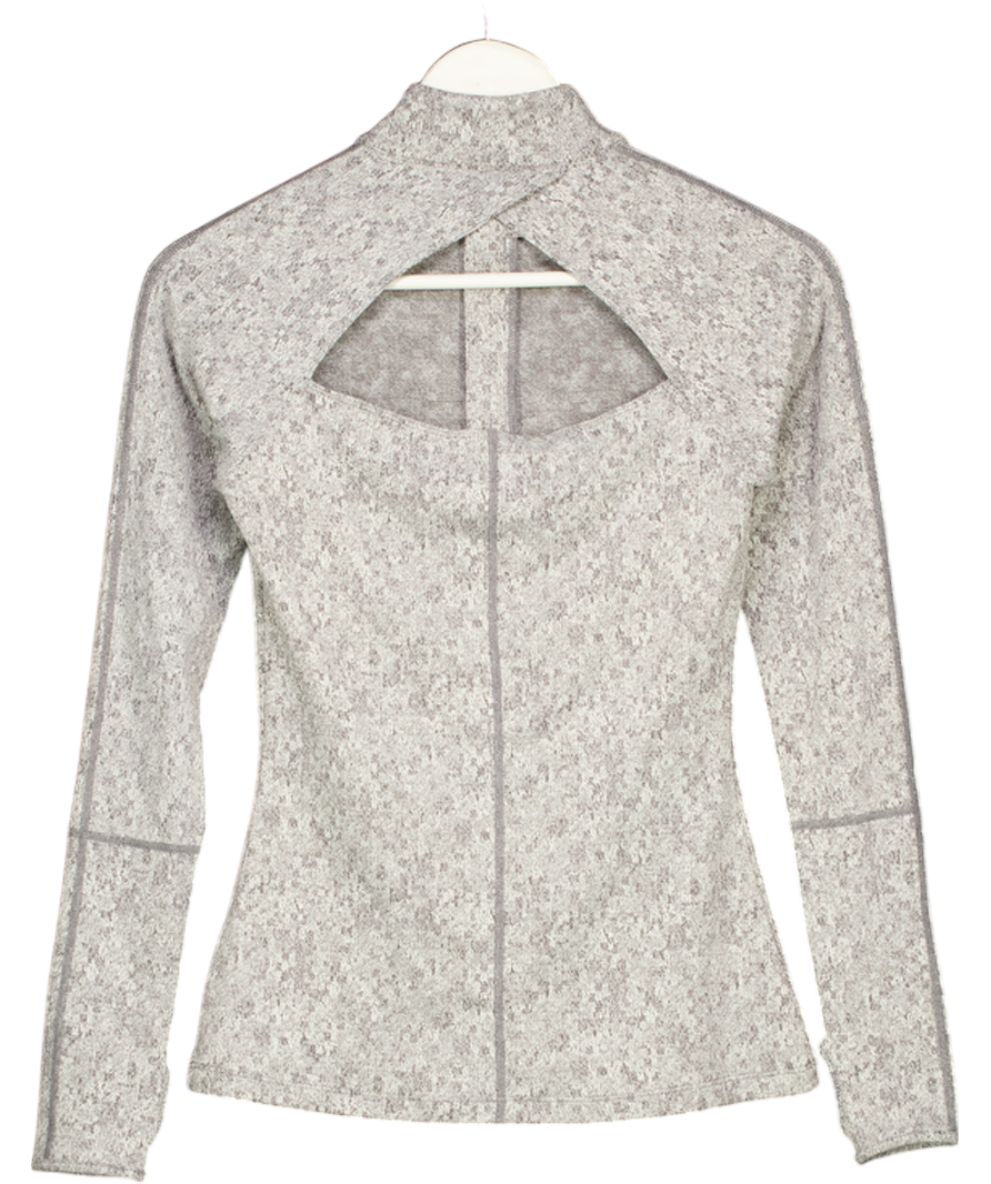 GYMSHARK Grey Fleur Texture 1/2 Zip Pullover UK XS