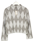 River Island Grey Knitted Argyle Print Diamante Jumper UK XS