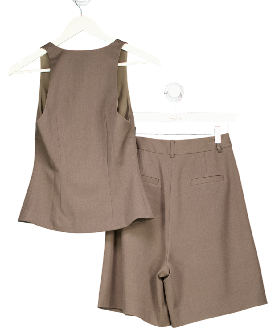 BAYSE 2-piece Mika Shorts And Reeve Halter Waistcoat Top Set - Mink Brown UK XS