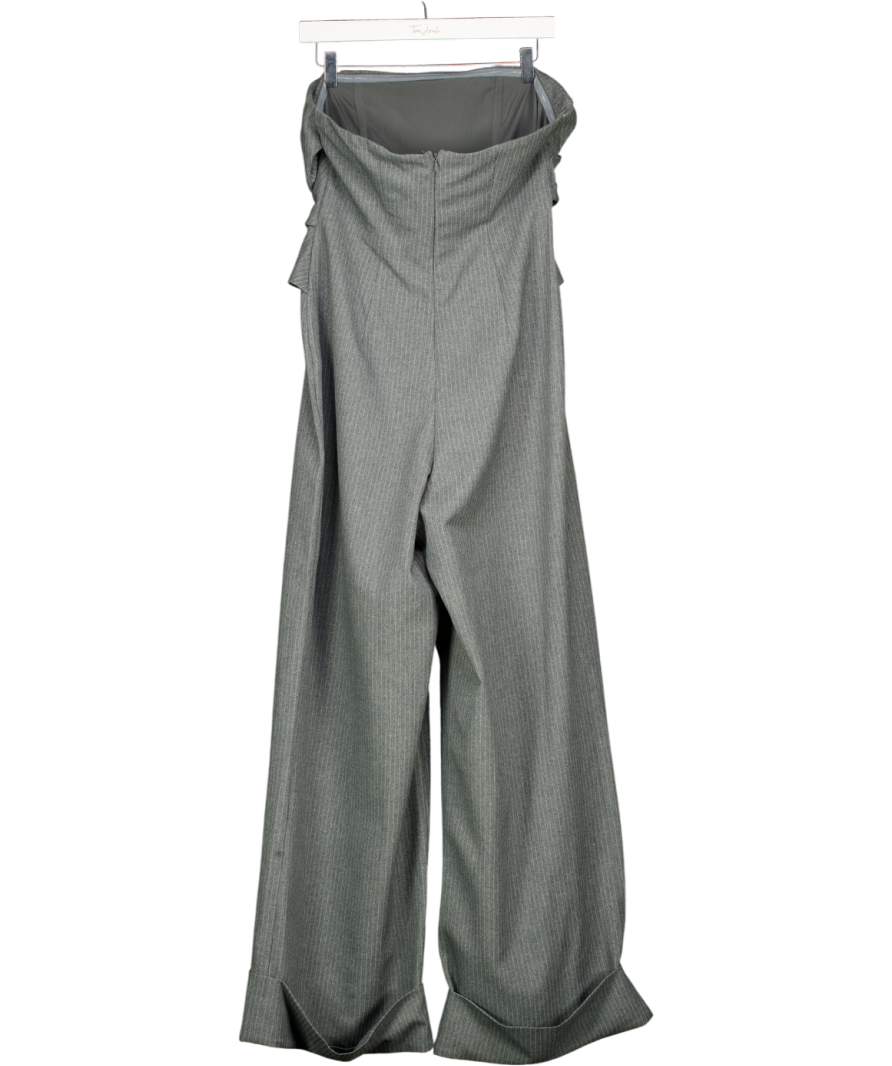 ASOS Grey Pinstripe Draped  Top Bandeau Jumpsuit UK 12