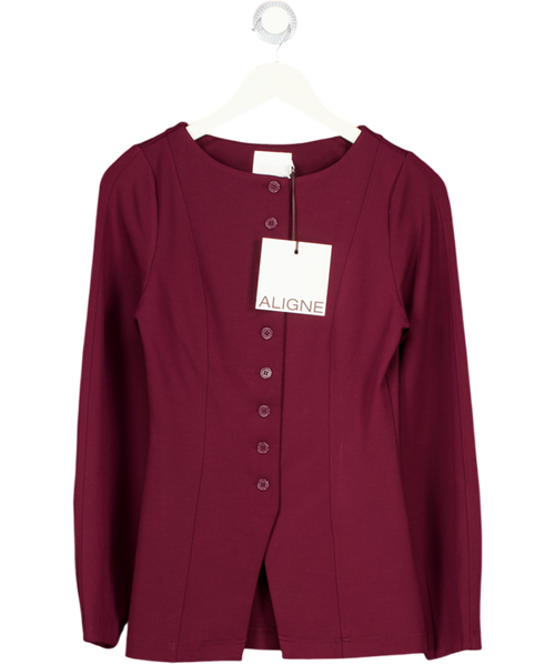ALIGNE Burgundy Red Ponte Bonnie Waisted Blazer UK 8