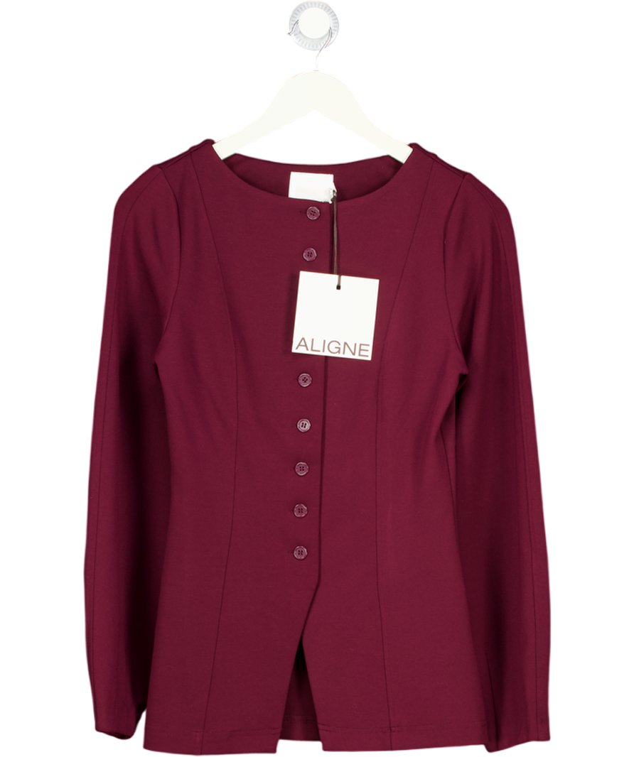 ALIGNE Burgundy Red Ponte Bonnie Waisted Blazer UK 8