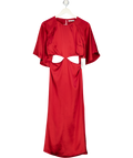 REFORMATION Dark Red 100% Silk-satin Midi Dress UK 8