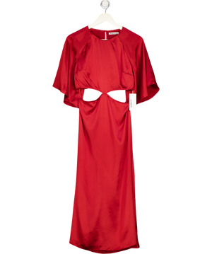 REFORMATION Dark Red 100% Silk-satin Midi Dress UK 8