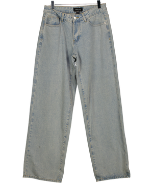 White Fox Blue Wide Straight Leg Jeans UK S