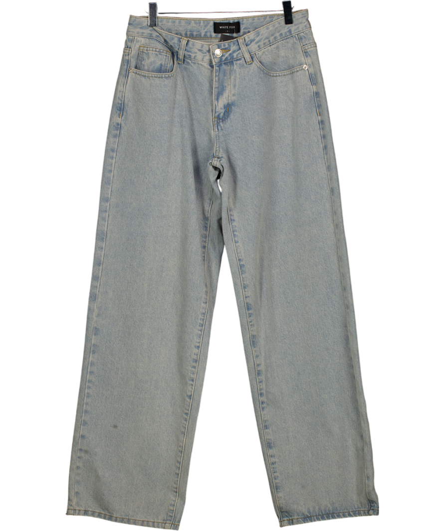 White Fox Blue Wide Straight Leg Jeans UK S