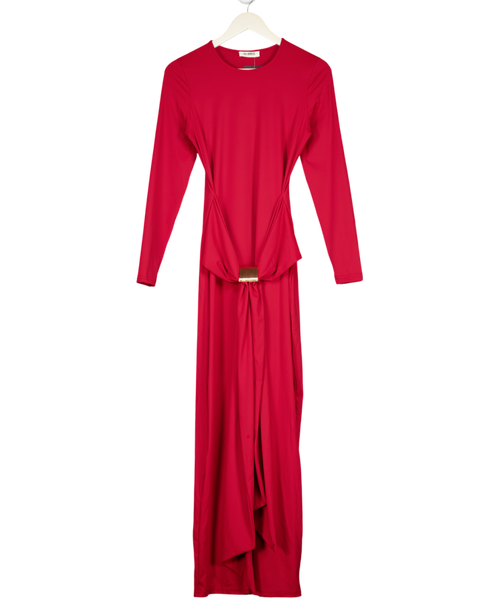 4th & Reckless Mel Red Jersey Hardware Waist Detail Maxi Dress UK 12