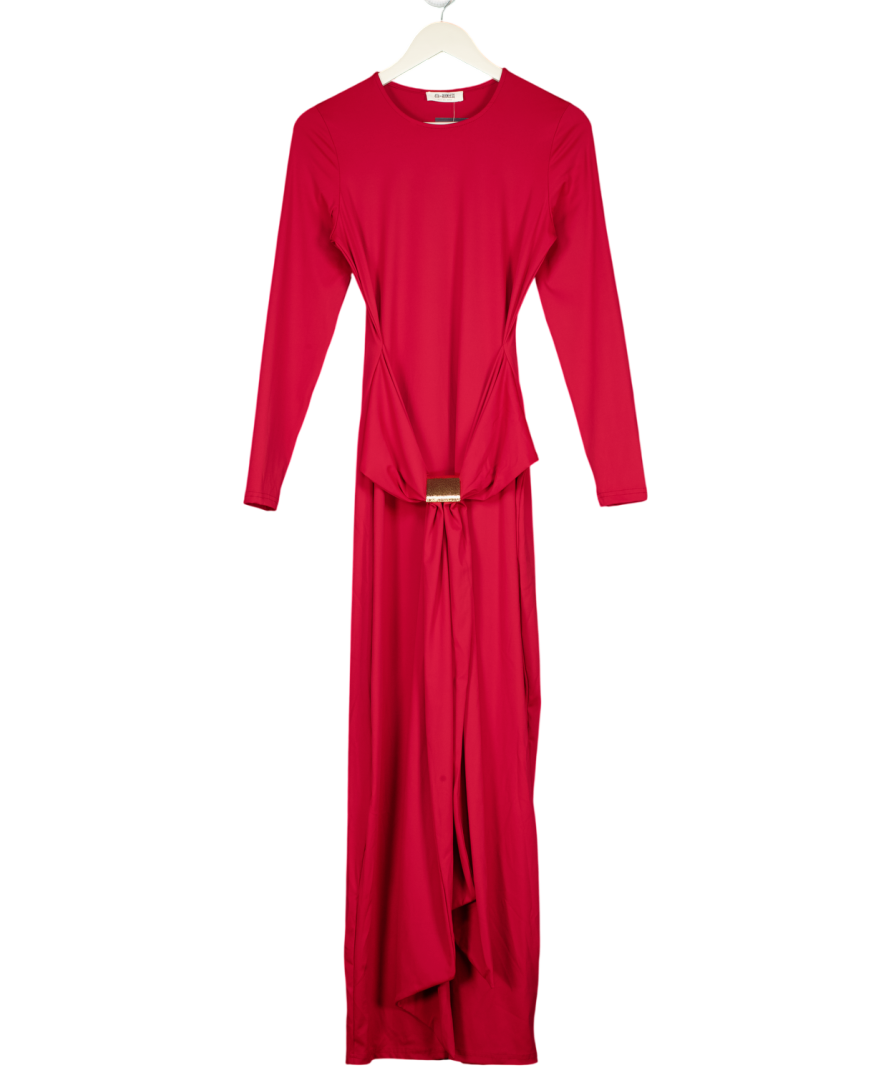 4th & Reckless Mel Red Jersey Hardware Waist Detail Maxi Dress UK 12