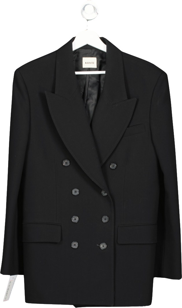 Khaite Black The Tanner Double-breasted Virgin Wool Blazer UK XS/S