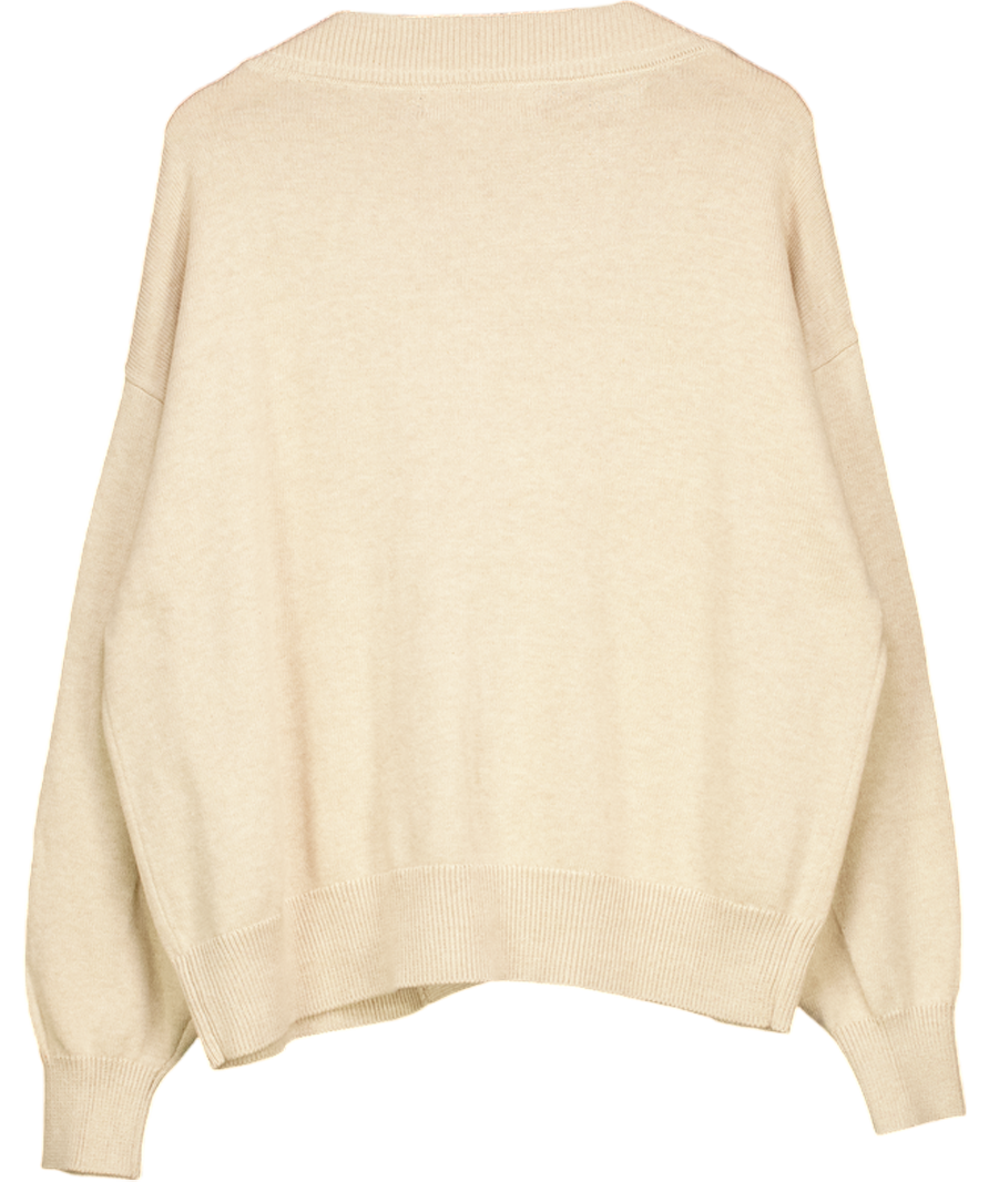 FREE PEOPLE BEACH Beige Solar Knitted Tie-front Cardigan UK M