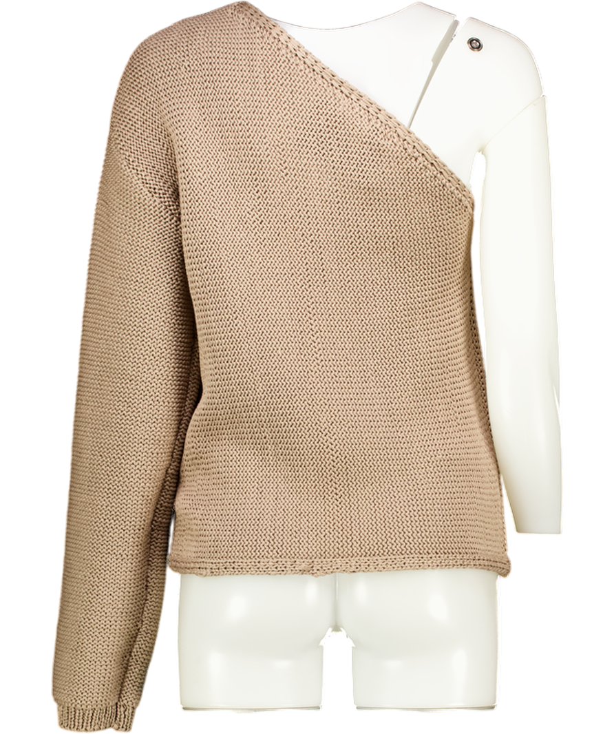 M&S Beige One Shoulder Slim Fit Textured Knitted Top UK S