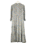 REALLY WILD LONDON Blue Floral Ruffle Silk Midi Dress UK 10