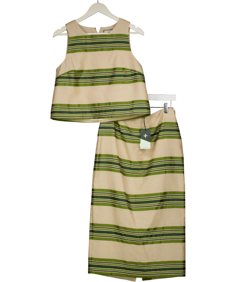 Tuckernuck Green Satin Stripe Ellington Skirt (uk8) And Kerri Top UK S