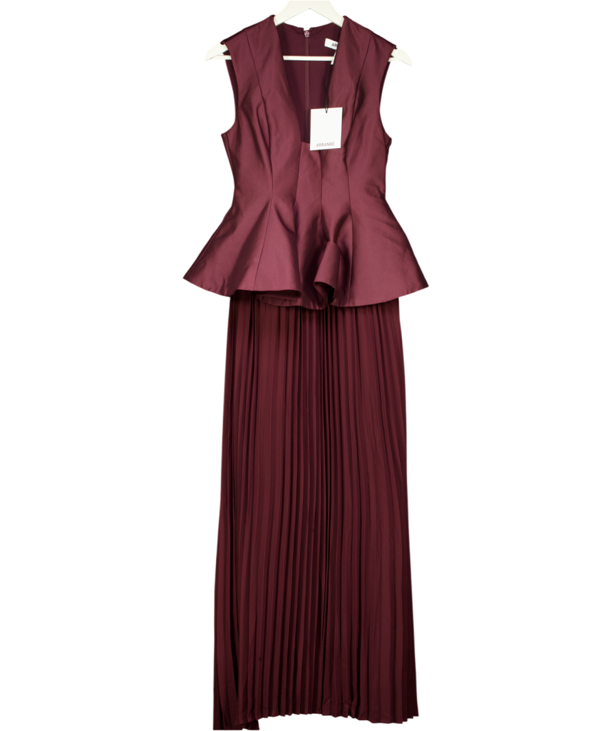 Arrange Purple Structured Waisted Maxi Dress With Contrast Pleated Skirt UK 6