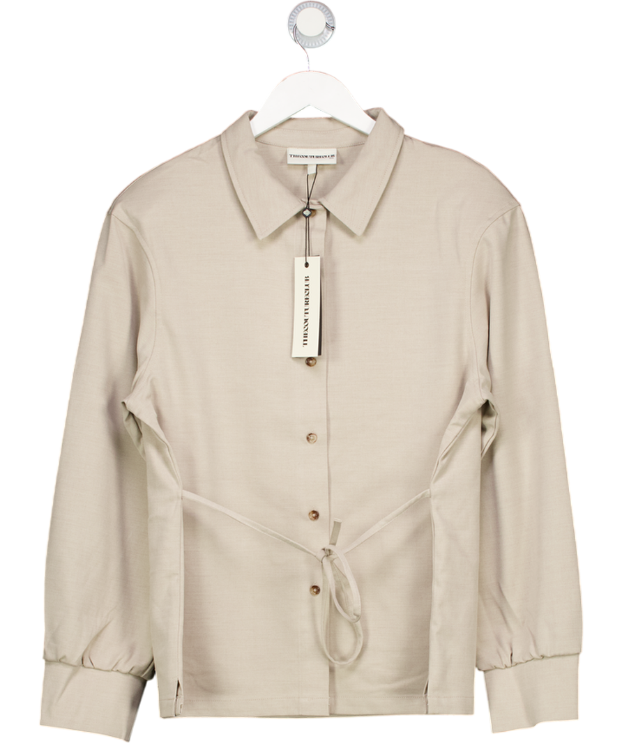 The Couture Club Beige Tailored Shoulder Padded Shirt UK 8
