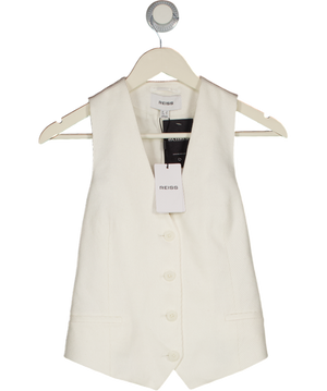 REISS White Alyx Linen Rich Waistcoat UK 8