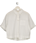 M&S White Pure Cotton Short Sleeve Broderie Blouse UK 10