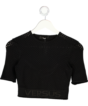 VERSUS VERSACE Vintage Black Logo Band Mesh Crop Top UK S