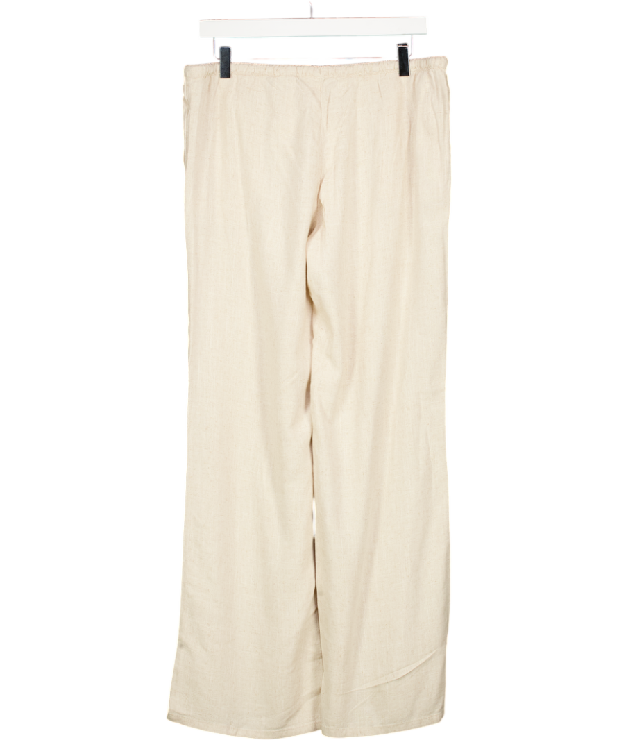 H&M Cream Divided Wide Leg Linen Trousers UK M