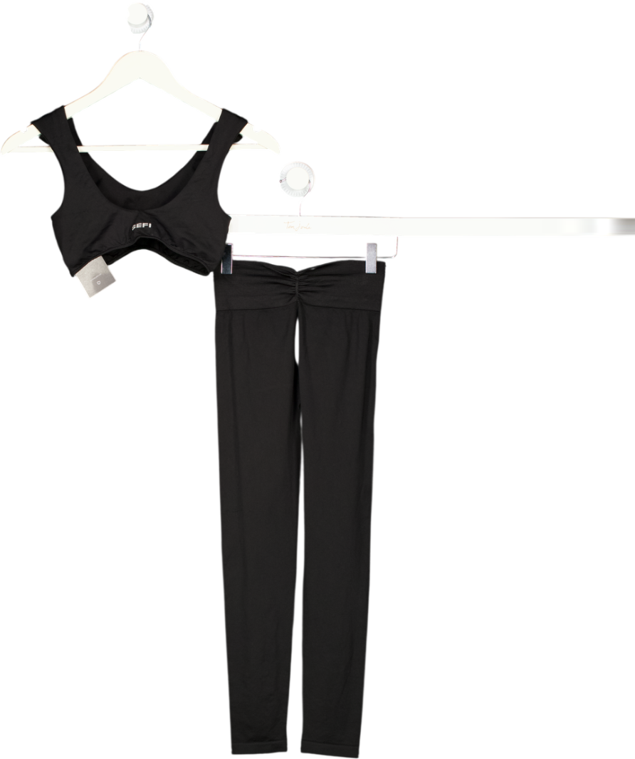 SEFI Black 2-piece Activewear Leggings And Bra Top UK XS