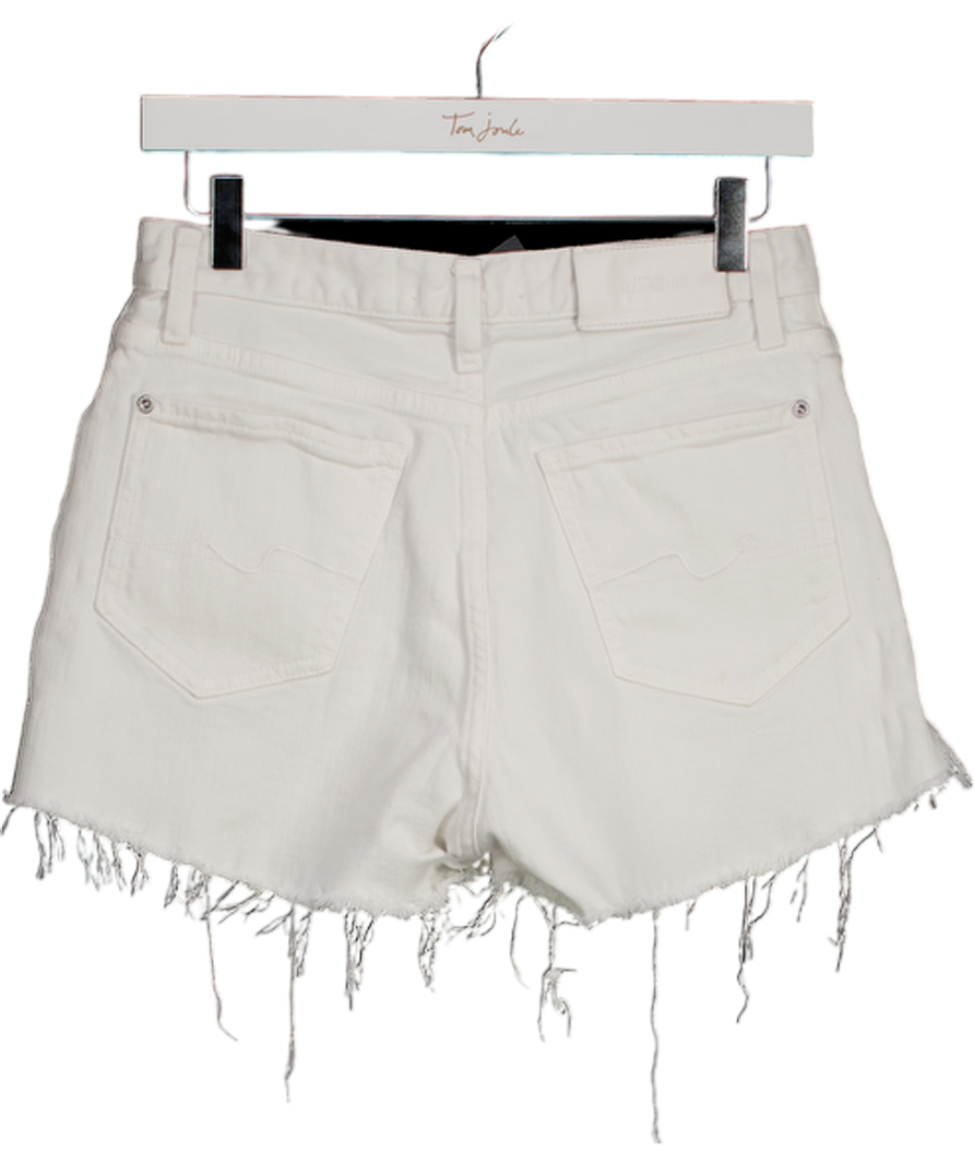 7 For All Mankind White Denim Distressed Shorts W27