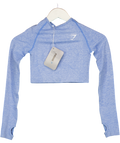 GYMSHARK Blue Vital Long Sleeve Crop Top UK XS
