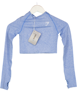 GYMSHARK Blue Vital Long Sleeve Crop Top UK XS