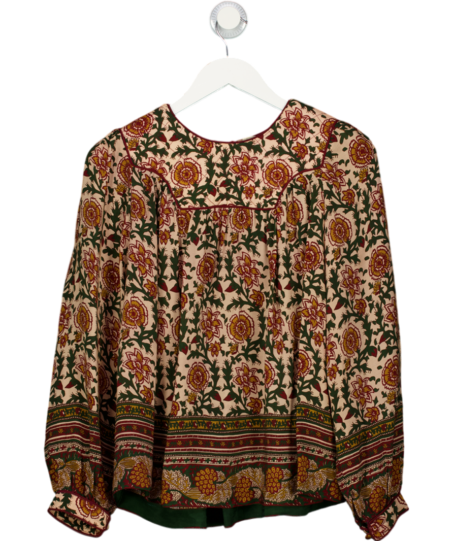 By Iris Beige Floral Boho Top UK S