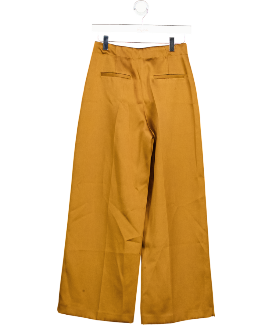 ZARA Caramel Brown Satin Wide-leg Trousers UK XS