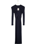 LES FRIDAY Merino Wool Blend Navy Blue Ribbed Bey Dress UK XS