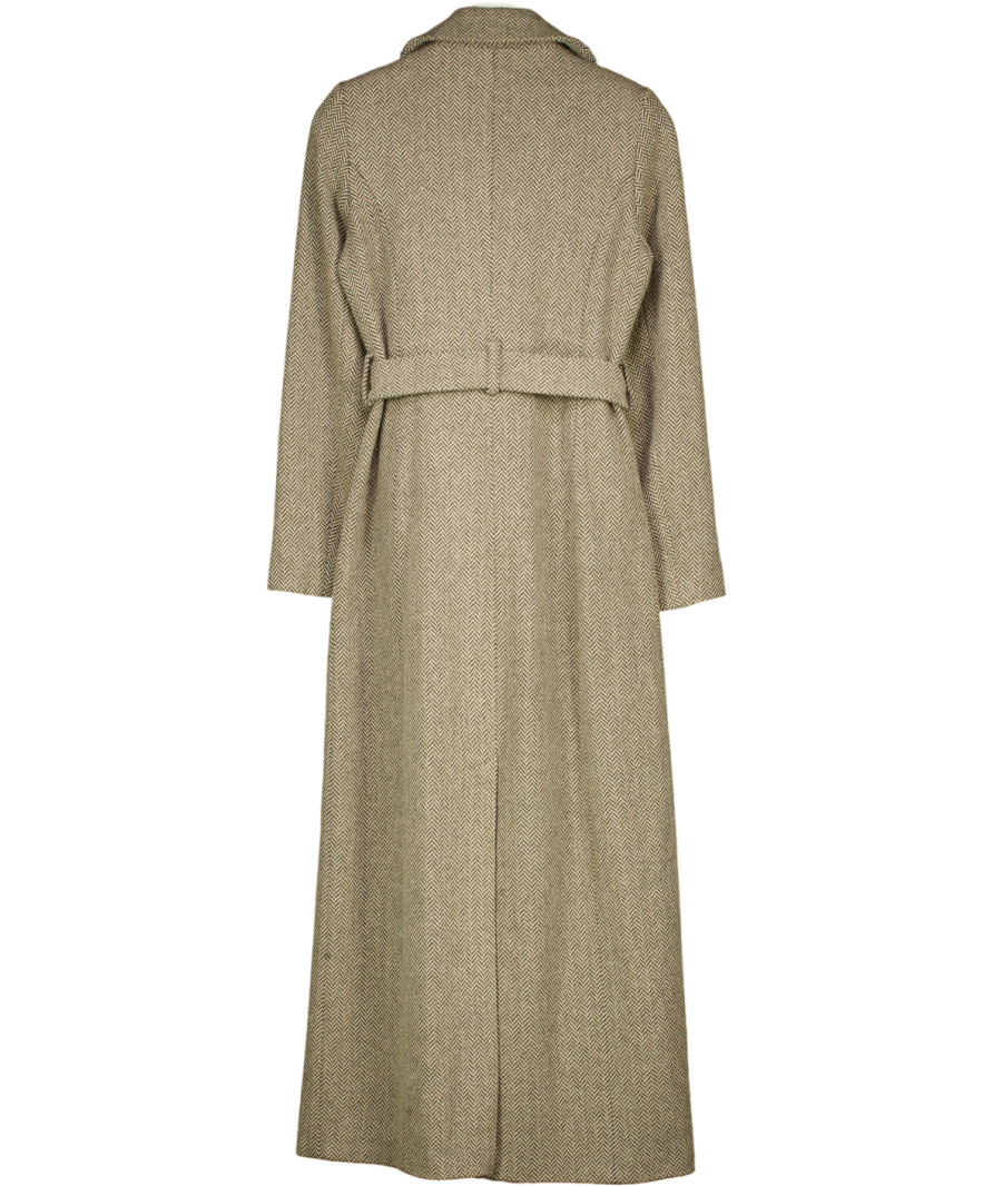 GHARANI STROK Beige Gharani Strok Herringbone Wool Blend Coat - Green/beige UK S