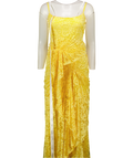 GEORGIA HARDINGE Lemon Yellow Lace Riviera Dress Floor Length UK 8