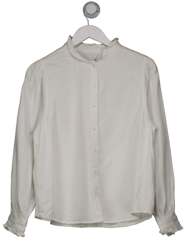Hush White Ruffled Round Neck Blouse UK 12