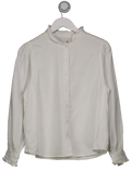 Hush White Ruffled Round Neck Blouse UK 12