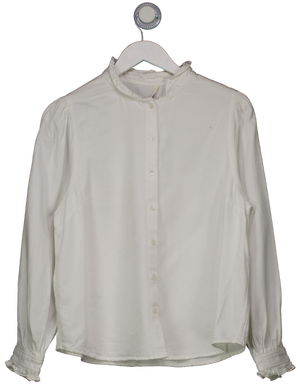 Hush White Ruffled Round Neck Blouse UK 12