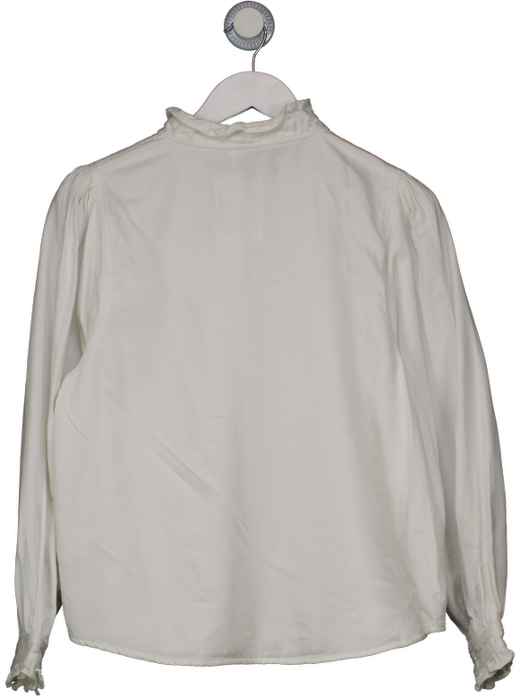 Hush White Ruffled Round Neck Blouse UK 12