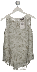 Mint Velvet White Leaf Print Asymmetric Hem Sleeveless Blouse UK 10
