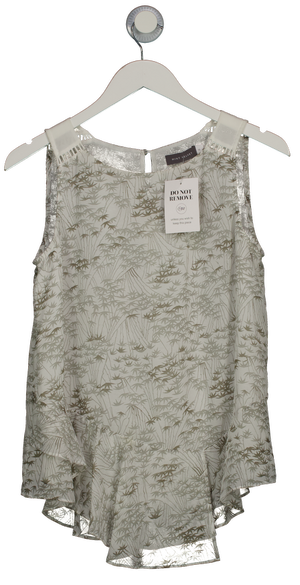 Mint Velvet White Leaf Print Asymmetric Hem Sleeveless Blouse UK 10