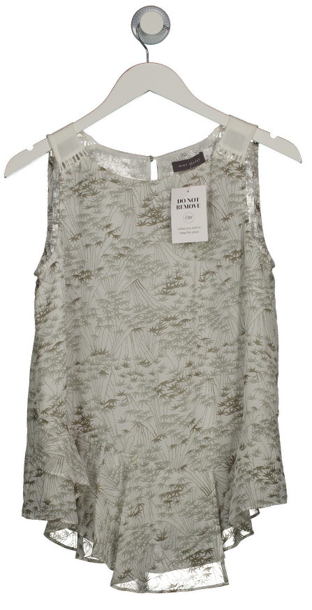 Mint Velvet White Leaf Print Asymmetric Hem Sleeveless Blouse UK 10