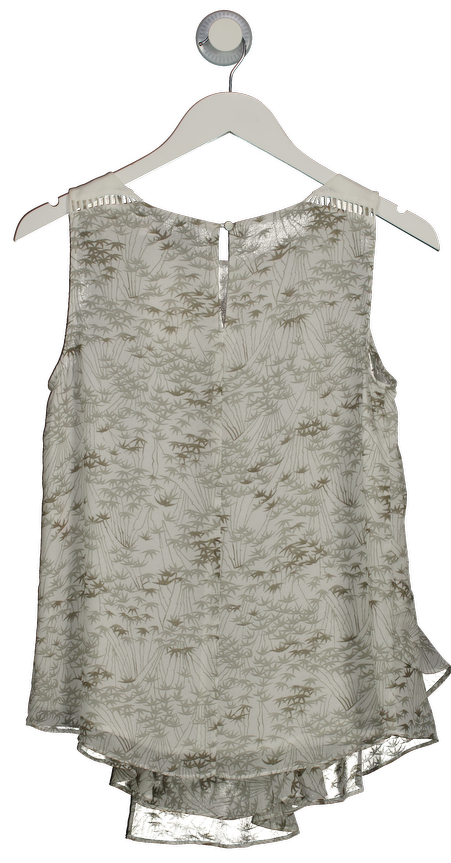 Mint Velvet White Leaf Print Asymmetric Hem Sleeveless Blouse UK 10