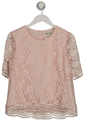 Whistles Baby Pink Scalloped Details Short Sleeve Top UK 10