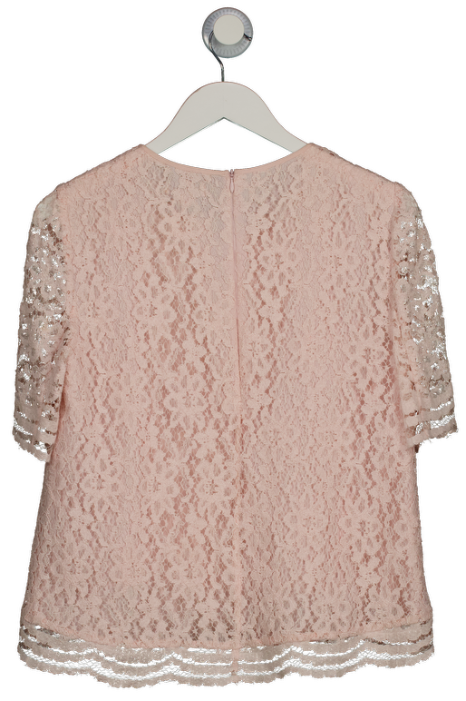 Whistles Baby Pink Scalloped Details Short Sleeve Top UK 10