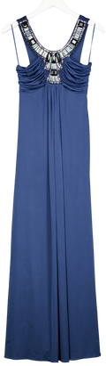 BIBA Embellished Art Deco Collar Maxi Dress In Roccoco Blue UK 8