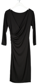 LK Bennett Black Jersey Long Sleeve V-back Midi Dress UK 10