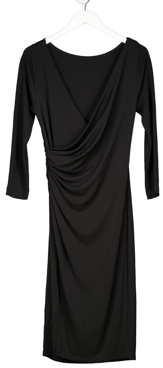 LK Bennett Black Jersey Long Sleeve V-back Midi Dress UK 10