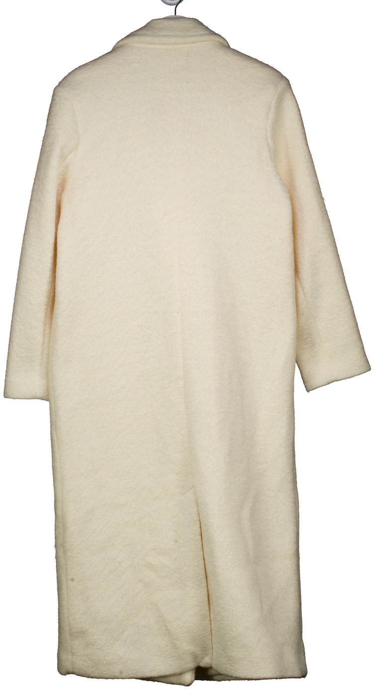 NA-KD Cream Faux Fur Oversized Long Coat UK 8